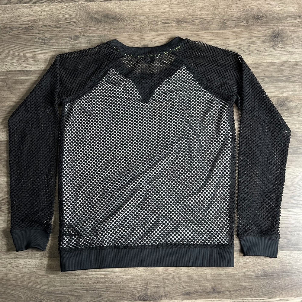 Industry Mesh Shirt Womans Small Sheer Long Sleeve Black Scene Rave See Through